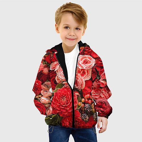 Детская куртка Ассорти из цветов / 3D-Черный – фото 4