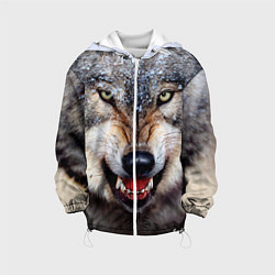 Куртка с капюшоном детская Взгляд волка, цвет: 3D-белый