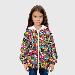 Куртка с капюшоном детская Стикербомбинг, цвет: 3D-белый — фото 2
