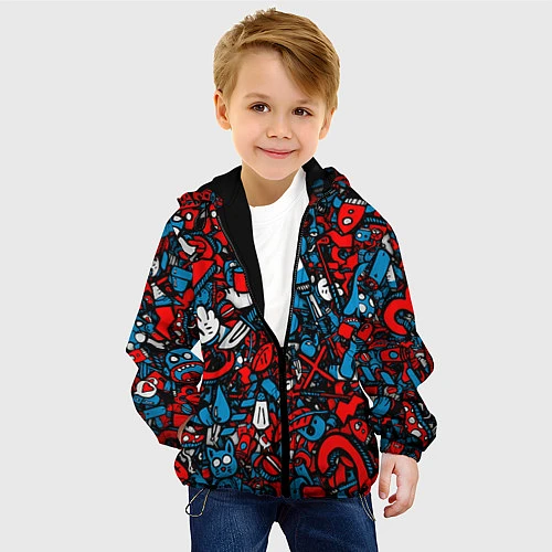 Детская куртка Стикербомбинг / 3D-Черный – фото 4