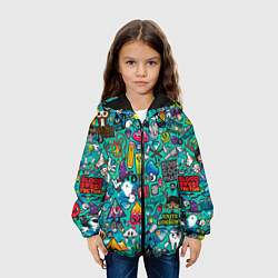 Куртка с капюшоном детская Стикербомбинг, цвет: 3D-черный — фото 2