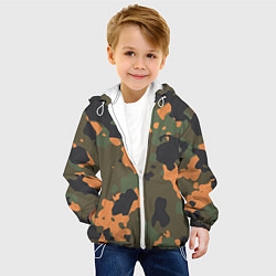 Куртка с капюшоном детская Камуфляж: хаки/оранжевый, цвет: 3D-белый — фото 2