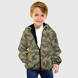 Куртка с капюшоном детская Камуфляж: хаки, цвет: 3D-черный — фото 2