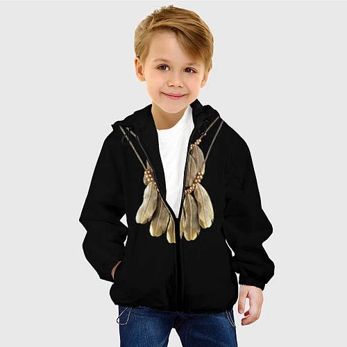 Детская куртка Золотые перья / 3D-Черный – фото 4