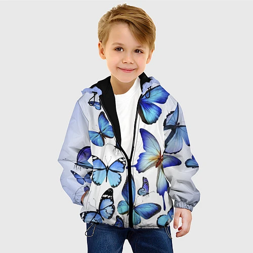 Детская куртка Голубые бабочки / 3D-Черный – фото 4