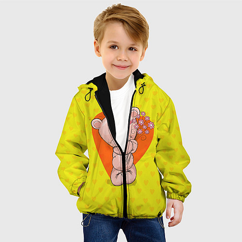 Детская куртка Мишка с цветочками / 3D-Черный – фото 4