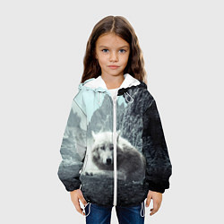 Куртка с капюшоном детская Волк в горах, цвет: 3D-белый — фото 2