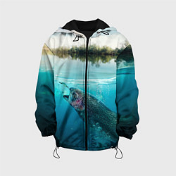 Куртка с капюшоном детская Рыбалка на спиннинг, цвет: 3D-черный