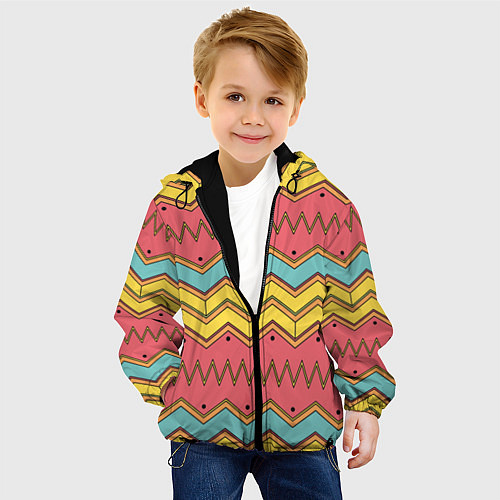 Детская куртка Цветные зигзаги / 3D-Черный – фото 4