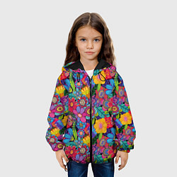 Куртка с капюшоном детская Яркие цветы, цвет: 3D-черный — фото 2