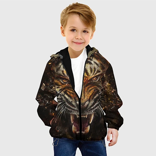 Детская куртка Злобный тигр / 3D-Черный – фото 4