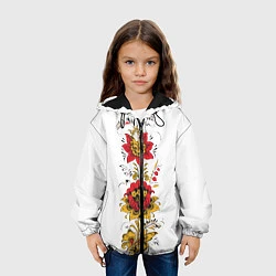 Куртка с капюшоном детская Хохлома: цветы, цвет: 3D-черный — фото 2