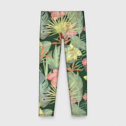 Леггинсы для девочки Тропические растения и цветы, цвет: 3D-принт
