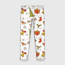 Леггинсы для девочки Новогодний фон, цвет: 3D-принт