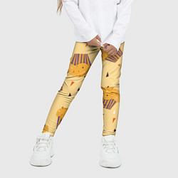 Леггинсы для девочки Капкейки на желтом фоне, цвет: 3D-принт — фото 2