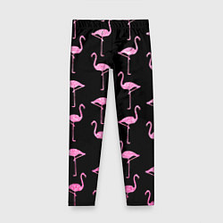 Леггинсы для девочки Фламинго Чёрная, цвет: 3D-принт