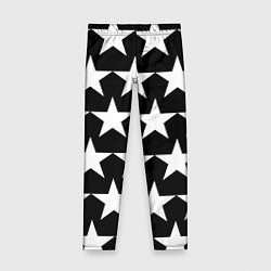 Леггинсы для девочки Белые звёзды на чёрном фоне 2, цвет: 3D-принт