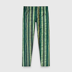 Леггинсы для девочки Ветрикальные зеленые полосы, цвет: 3D-принт