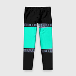 Леггинсы для девочки Черно-бирюзовый узор, цвет: 3D-принт