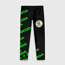 Леггинсы для девочки SKODA LINE LOGO STYLE GREEN, цвет: 3D-принт