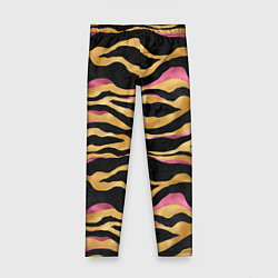 Леггинсы для девочки Тигровый окрас Gold Pink, цвет: 3D-принт