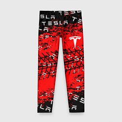Леггинсы для девочки Tesla - Следы от колес, цвет: 3D-принт
