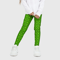 Леггинсы для девочки Зеленые круги и ромбы, цвет: 3D-принт — фото 2