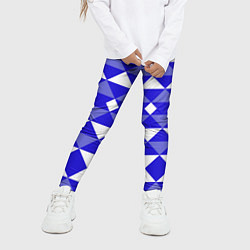 Леггинсы для девочки Бело-синий геометрический узор, цвет: 3D-принт — фото 2