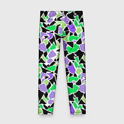 Леггинсы для девочки Зелено-фиолетовый абстрактный узор, цвет: 3D-принт