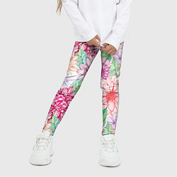 Леггинсы для девочки Георгин и гербер, цвет: 3D-принт — фото 2