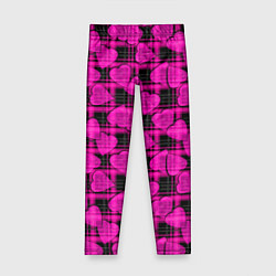 Леггинсы для девочки Black and pink hearts pattern on checkered, цвет: 3D-принт