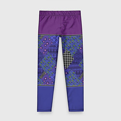 Леггинсы для девочки Combined burgundy-blue pattern with patchwork, цвет: 3D-принт