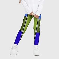 Леггинсы для девочки Зелено- синий геометрический дизайн, цвет: 3D-принт — фото 2
