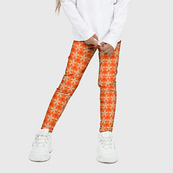 Леггинсы для девочки Цветочки на оранжевом фоне, цвет: 3D-принт — фото 2