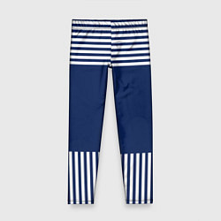 Леггинсы для девочки Синий полосатый узор, цвет: 3D-принт