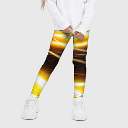 Леггинсы для девочки Желтые неоновые полосы, цвет: 3D-принт — фото 2