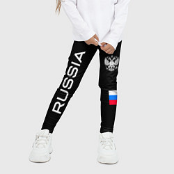 Леггинсы для девочки Россия и три линии на черном фоне, цвет: 3D-принт — фото 2