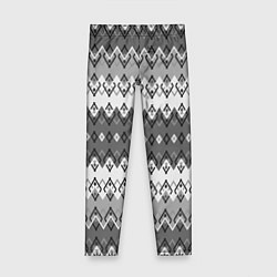 Леггинсы для девочки Серый геометрический полосатый орнамент, цвет: 3D-принт