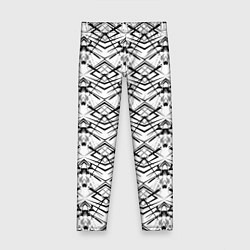 Леггинсы для девочки Черно белый геометрический узор, цвет: 3D-принт