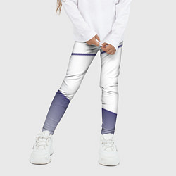 Леггинсы для девочки Абстрактный белый и фиолетовый паттерн, цвет: 3D-принт — фото 2
