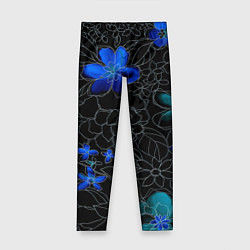 Леггинсы для девочки Неоновые цветы, цвет: 3D-принт