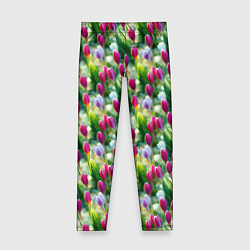 Леггинсы для девочки Весенние тюльпаны и подснежники, цвет: 3D-принт