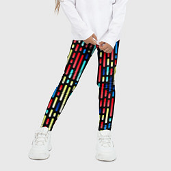 Леггинсы для девочки Неоновые полосы - авангардный паттерн, цвет: 3D-принт — фото 2
