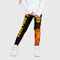 Леггинсы для девочки Free Fire - gold gradient: надпись, символ, цвет: 3D-принт — фото 2