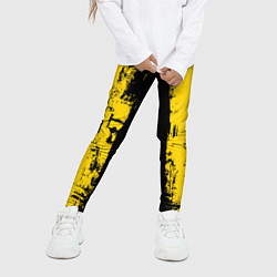 Леггинсы для девочки Вертикальная черно-желтая полоса Cyberpunk 2077, цвет: 3D-принт — фото 2