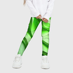 Леггинсы для девочки Светлые зеленые волны, цвет: 3D-принт — фото 2