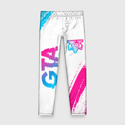 Леггинсы для девочки GTA neon gradient style: надпись, символ, цвет: 3D-принт