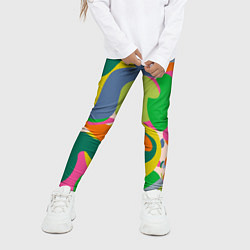 Леггинсы для девочки Краски абстрактные линии, цвет: 3D-принт — фото 2