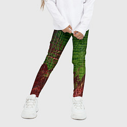 Леггинсы для девочки Зелёная и бордовая текстура, цвет: 3D-принт — фото 2