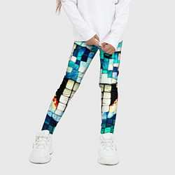 Леггинсы для девочки Смайлик из бирюзовой мазайке, цвет: 3D-принт — фото 2